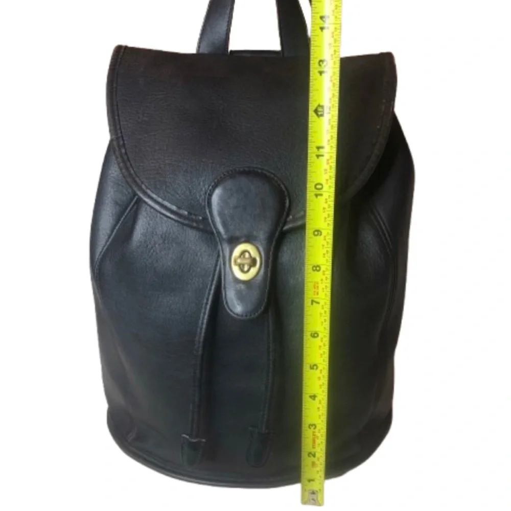 Vintage COACH Black Leather Weekend Backpack Rucksack Large Daypack 9943 USA COA - Picture 8 of 17